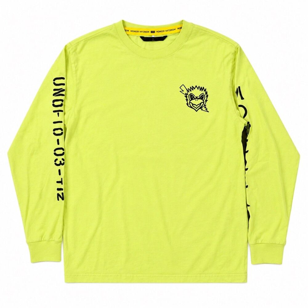 Moncler Genius x Undefeated 1952 Men Eagle Long Sleeve T-Shirt Neon Yellow Large